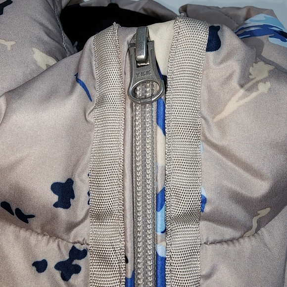 Lands End puffer vest taupe blue floral women's medium - Picture 8 of 14